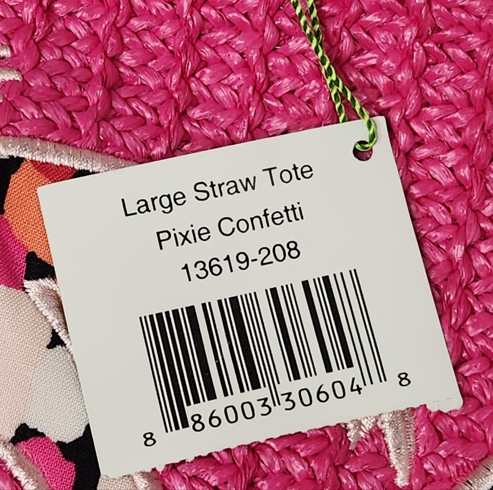 Vera Bradley Large Straw Tote in Pixie Confetti - Picture 6 of 12